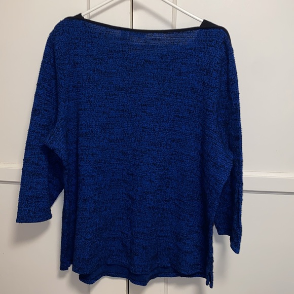 Croft & Barrow XXL Blue Black Wide Collar Shirt Blouse - Picture 3 of 12